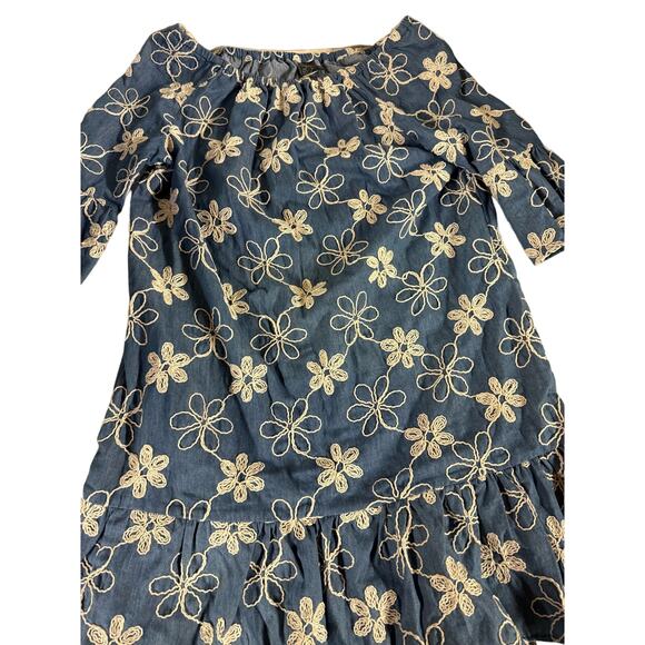 Label by Five Twelve Dress Women’s  Size 4 Chambray Blue White Embroidery Boho - Picture 6 of 9